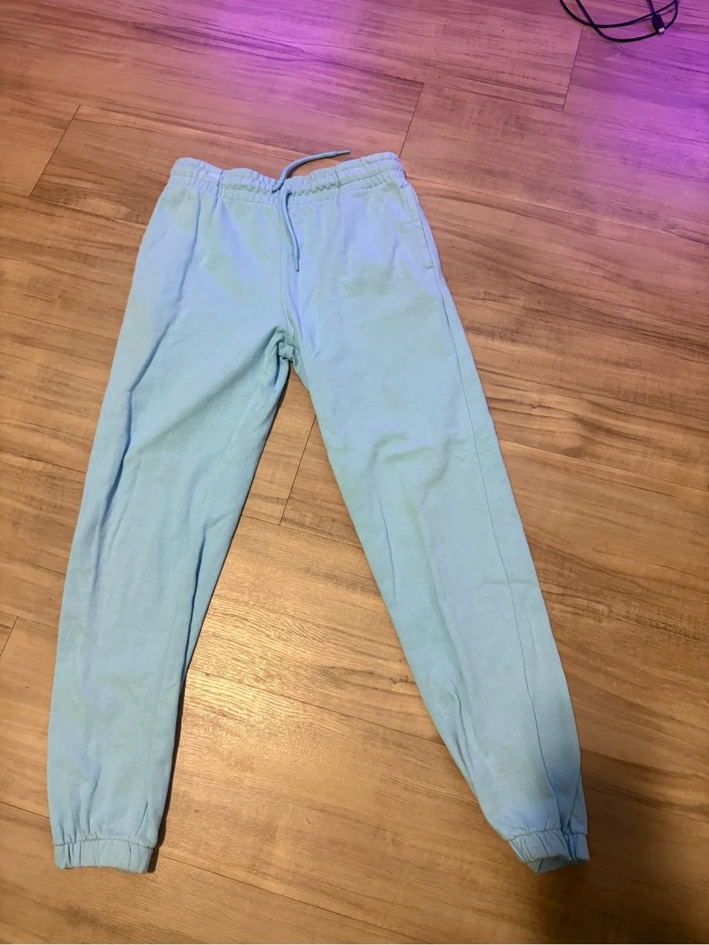 Kids Light Blue Fleece Joggers with Elastic Waist